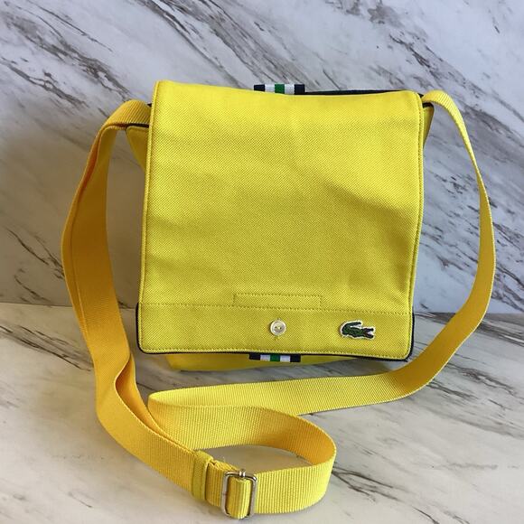 Y2K Lacoste Neocroc Mini Messenger Bag - Yellow, Preppy Sporty Christmas Gift - Picture 5 of 11